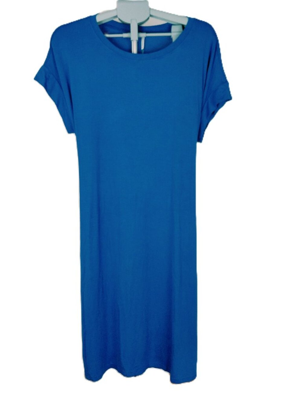 Popyoung Tie Back Short Sleeve T-Shirt Dress Women's 2XL Royal Blue Knit Pockets
